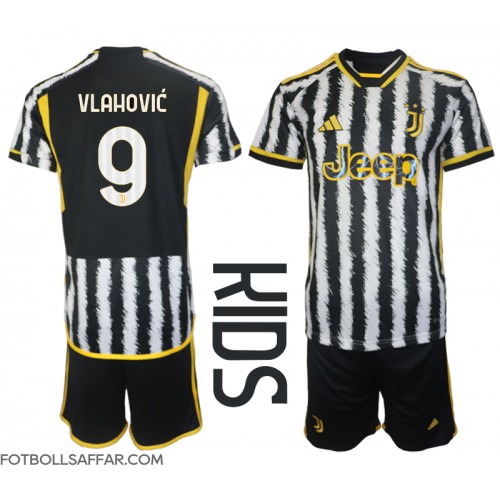 Juventus Dusan Vlahovic #9 Hemmadräkt Barn 2023-24 Kortärmad (+ Korta byxor)
